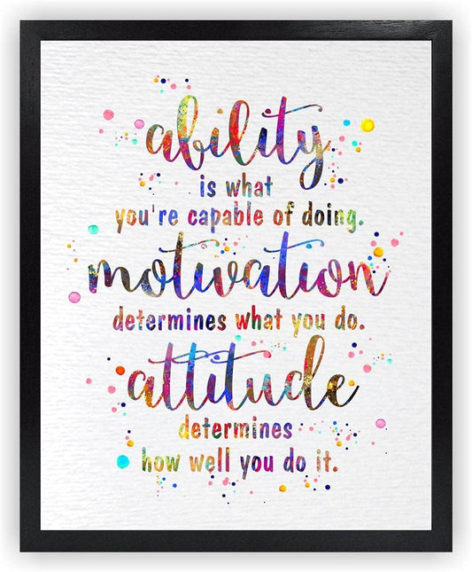 8X10 Unframed Ability Motivation Attitude Inspirational Quotes Watercolor Art Print Poster Dnc30