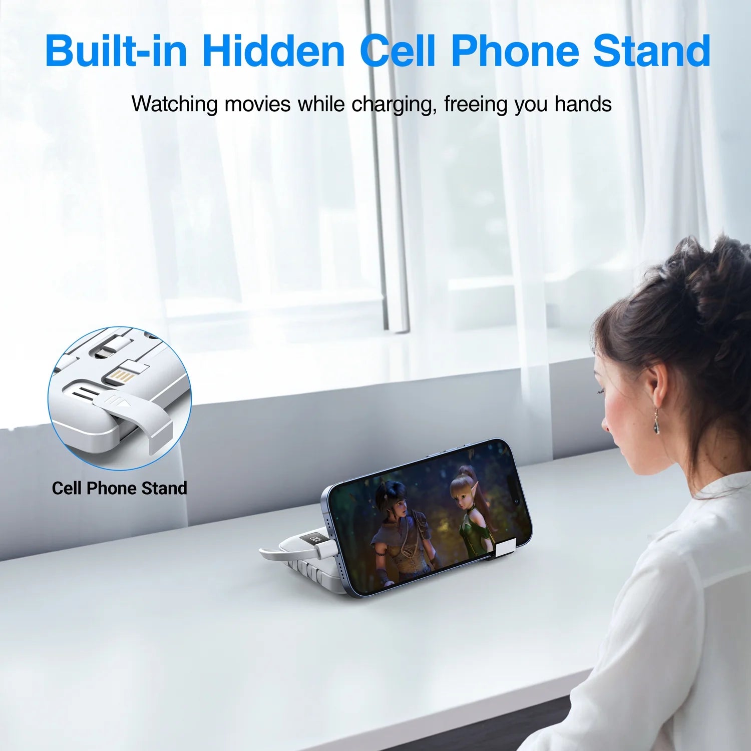 20000mAh Power Bank Portable Charger with Built-in Cables - Fast Charging Battery Pack for iPhone & Android