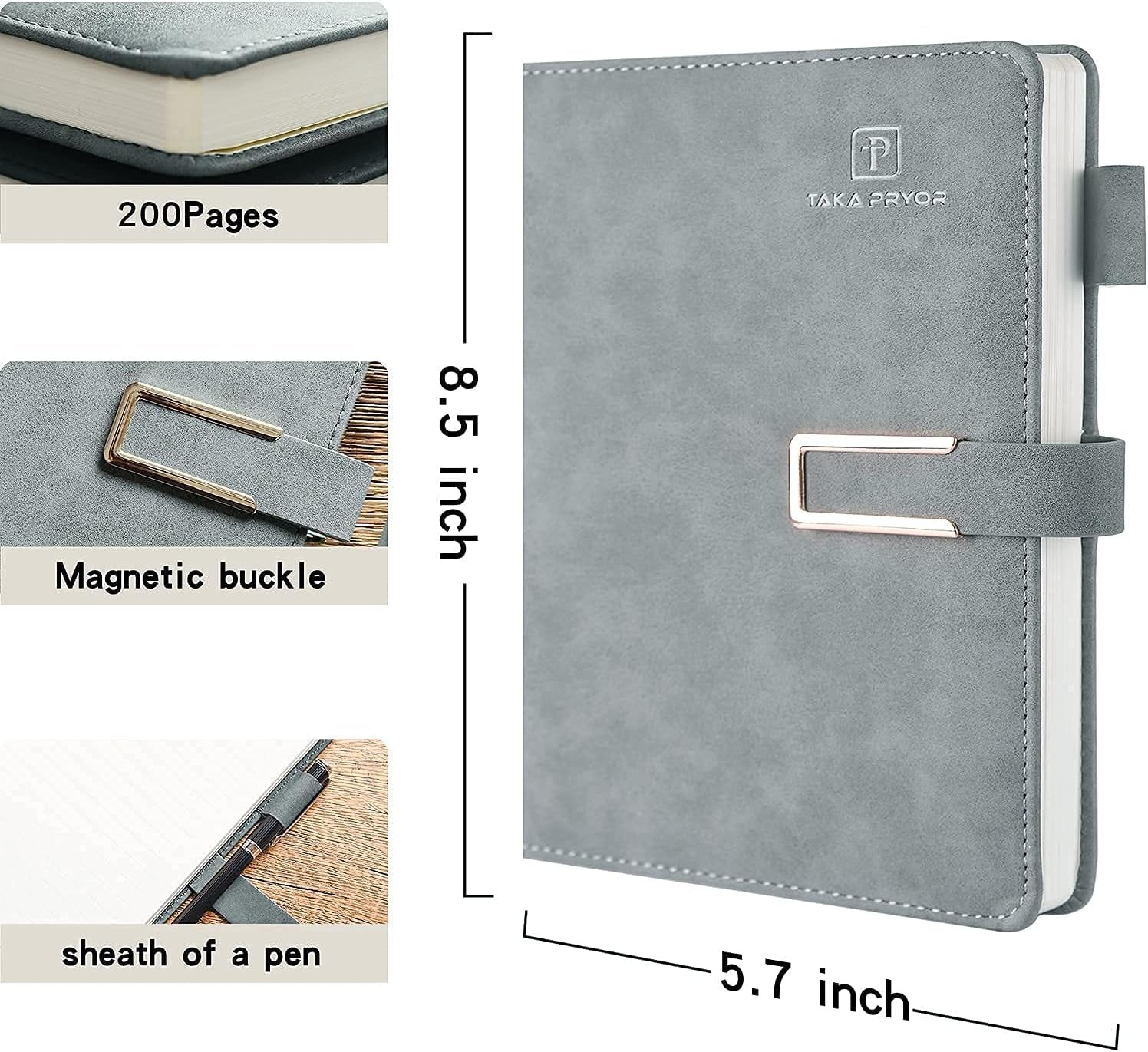 Ruled Journal Notebook Hardcover - Magnetic Clasp A5 Lined Notebook with Pen Loop & 120 GSM Thick Paper