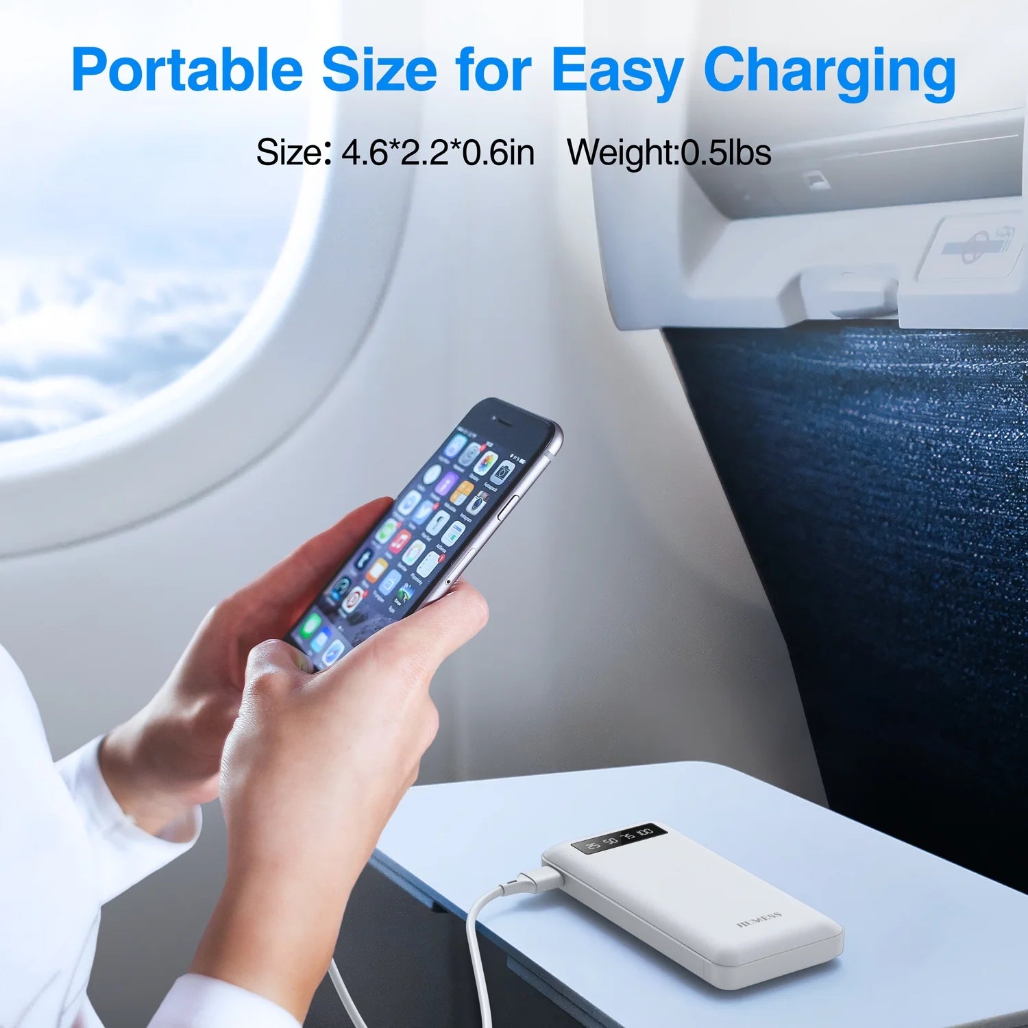 20000mAh Power Bank Portable Charger with Built-in Cables - Fast Charging Battery Pack for iPhone & Android