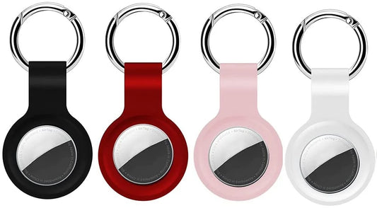 "Airtag Holder, 4 Pack Air Tag Keychain for Apple Air Tag, Silicone Airtags Protective Tracker Cover with Loop Key Ring for Wallet,Luggage,Cat,Dog,Pets (Multi-Color)Airtag Accessories"